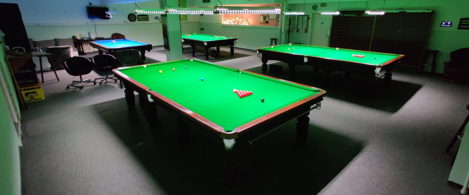 View of the club rooms with snooker tables